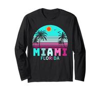 Miami Beach Florida Vintage Sunset Tropical Summer Vacation Long Sleeve T-Shirt