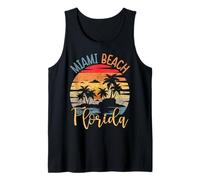 Miami Beach Florida Vintage Tropical Summer Palm Tree Sunset Tank Top