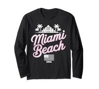 Miami Beach Palm Trees City Travel Design Long Sleeve T-Shirt