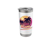 Miami Beach Retro Florida Palm Trees Summer Souvenirs Stainless Steel Insulated Tumbler