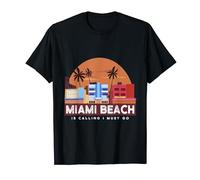 Miami Beach Surfing Palm Trees - Miami is Calling T-Shirt