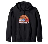 Miami Beach Surfing Palm Trees - Miami is Calling Zip Hoodie