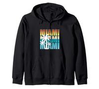 Miami Bold Typography Retro Palm Trees Beach Vibes Vintage Zip Hoodie
