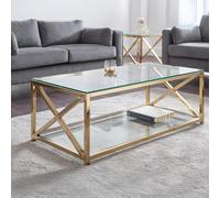 Miami Coffee Table - 120cm - Glass and Gold
