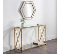 Miami Console Table - 120cm - Glass and Gold