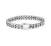 Miami Cuban Link Chain Bracelets for Men 7mm Stainless Steel Bracelet Thick Men Women Hand Wrist Chain, Cool Every Day Bracelet, Great Weight Comfort Fit 23cm/9.1Inch