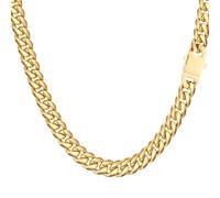 Miami Cuban Link Chain Necklace for Men Women Gold Plated Silver Black Stainless Steel Curb Chain Necklace 5mm/7mm/8mm/9mm/12mm/14mm Width 18 to 30 inch Secure Clasp Hip Hop Jewelry Gifts for Men