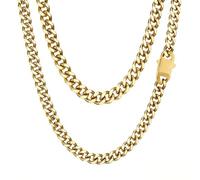 Miami Cuban Link Chain Necklace for Men Women Gold Plated Silver Black Stainless Steel Curb Chain Necklace 5mm/7mm/8mm/9mm/12mm/14mm Width 18 to 30 inch Secure Clasp Hip Hop Jewelry Gifts for Men, 24