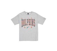 MIAMI DOLPHINS New Era Cap NFL Oversized T-Shirt Satin Applique Patch Logo Heather Gray Unisex