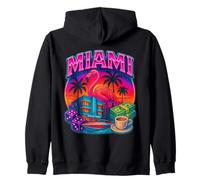 Miami Flamingo Bootleg Retro Ocean Dr Zip Hoodie