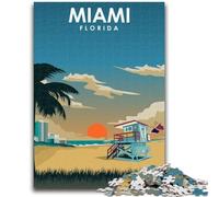 Miami Flordia Travel Print 1000 Piece Jigsaw Puzzle for Adults And Teenagers, Educational Stress Relief Toy for Is Ideal As A Gift for The Whole Family 1000pcs(50x75cm)
