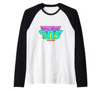 Miami Florida 305 are Code Vintage Retro Vaporware Style Raglan Baseball Tee