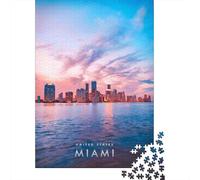 Miami Florida Adult Paper Puzzle, Old Europe Travel Artwork, Matte Printed Jigsaw for Adults, Mindful Activity, Adult Puzzle, 38x26cm/1000pcs