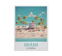 Miami Florida Beach，Jigsaw Puzzles for Adults 1000 Piece, Classic Puzzle Teens Boys Girls Puzzles Sturdy Tight Fitting Pieces,Letters On Back for Ideal Challenging and Gift（38x52cm）-EW73