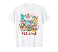Miami Florida Beach Skyline Flamingos Souvenir T-Shirt