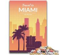 Miami Florida Jigsaw Puzzles for Teenagers 1000 Pieces, Challenging Game And Family Play with Matching Poster And Trivia Sheet 1000pcs(50x75cm)