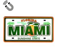 Miami Florida License Plate Dual Layer MDF Magnet 2" x 4.5"
