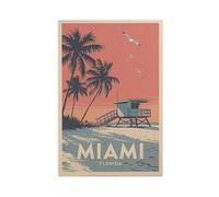 Miami Florida Lifeguard Tower Beach Art Poster Print (1) Canvas Poster Wall Art Decor Print Picture Paintings for Living Room Bedroom Decoration 12x18inch(30x45cm)