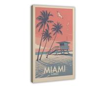 Miami Florida Lifeguard Tower Beach Art Poster Print Canvas Poster Wall Art Decor Print Picture Paintings for Living Room Bedroom Decoration 12x18inch(30x45cm)