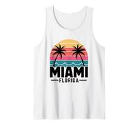 Miami Florida Retro Sunset Palm Trees Beach Vibes Tank Top