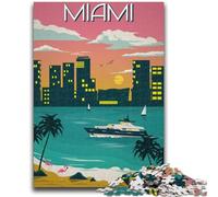 Miami Florida Travel Art 1000 Pieces Jigsaw Puzzles for Adults And Teens, Challenging Game Gifts for Is Ideal As A Gift for The Whole Family 1000pcs(26x38cm)