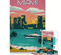 Miami Florida Travel Art Jigsaw Puzzles for Adults 1000 Pieces Leisure Game Nice Thick Fun Activity (38x26cm)