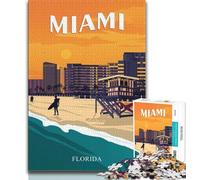 MIAMI Florida USA Travel JigsawPuzzle 1000 Pieces for Adults,Learning Educational Toys Family Games with Matching Poster And Trivia Sheet 50x75cm