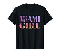 Miami Girl Sunset Palm Tree Beach Florida Gift Women Cute T-Shirt