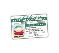 Miami Graphic Solutions South Park Bus Pass & Driver License | Double Sided Gag Card | Costume Accessory & Prank Gift | Funny Fake ID for Cosplay, Halloween or Collectors (Eric)