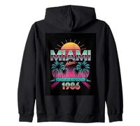 Miami Ham 1986 Retro Sunset Beach Vibes Aesthetic Zip Hoodie