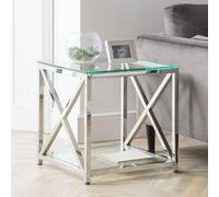Miami Lamp Table - Square - Glass and Chrome