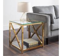 Miami Lamp Table - Square - Glass and Gold