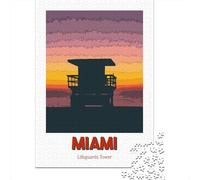Miami Lifeguards Tower 1000 Piece Jigsaw Puzzle, Modern City Skyline, Screen-Free Fun, Matte Printed Jigsaw, Birthday Gift for Adults, Adult Puzzle, 70x50cm/1000pcs