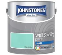 Miami Mint Johnstone’s Wall & Ceiling Matt Paint 2.5L - Smooth Matt Finish, Excellent Coverage, Quick Dry, Low Odour Interior Paint for Walls & Ceilings