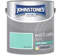 Miami Mint Johnstone’s Wall & Ceiling Soft Sheen Paint 2.5L - Subtle Sheen Finish, Durable & Washable, Quick Dry, Low Odour Interior Paint for Walls & Ceilings