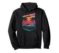 Miami Nights 1986 Retro Synthwave Sunset Car Pullover Hoodie