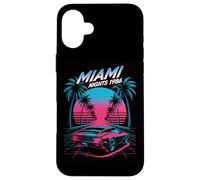 Miami Nights 1986 Retro Synthwave Sunset Case for iPhone 16 Plus