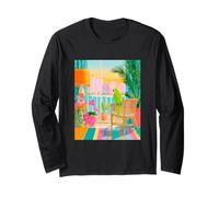 Miami Parrot City Sunset Tropical Aesthetic Long Sleeve T-Shirt