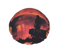 Miami Print Shower Cap for Women & Men â€“ Reusable Double-Layer Bath Hair Cap with Elastic Strap L