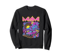 Miami Retro Car Palm Tree Beach Vintage Vaporwave Style Sweatshirt