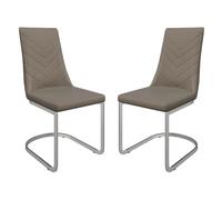 miami taupe faux leather dining chairs in pair
