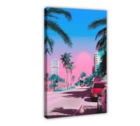 Miami Vice City Canvas Poster Bedroom Decor Landscape Office Room Decor Gift Frame: 12x18inch(30x45cm)