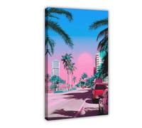Miami Vice City Canvas Poster Bedroom Decor Landscape Office Room Decor Gift Frame: 16x24inch(40x60cm)