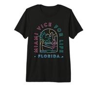 Miami Vice for Life Florida Neon Palm Flamingo Premium T-Shirt