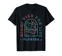 Miami Vice for Life Florida Neon Palm Flamingo T-Shirt