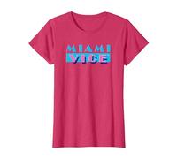 Miami Vice Logo Comfortable T-Shirt - Official Tee. T-Shirt, Women, Red Heather, X-Small