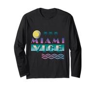 Miami Vice Retro Sunset Palm Trees Vibes Long Sleeve T-Shirt