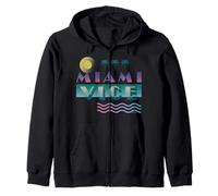 Miami Vice Retro Sunset Palm Trees Vibes Zip Hoodie