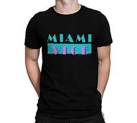 Miami Vice Vintage T-Shirt Retro 80` Tv Series Men Tee L Black