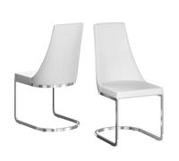 miami white faux leather dining chairs in pair